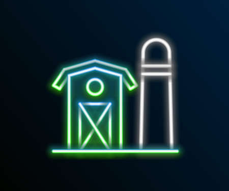 Glowing neon line Farm house icon isolated on black background. Colorful outline concept. Vectorのイラスト素材