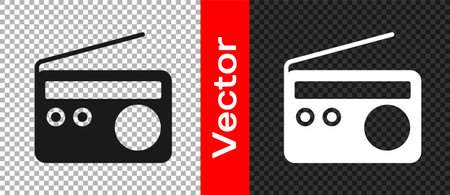 Black Radio with antenna icon isolated on transparent background. Vectorのイラスト素材