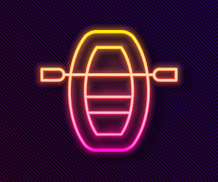 Glowing neon line Boat with oars icon isolated on black background. Water sports, extreme sports, holiday, vacation, team building. Vectorのイラスト素材