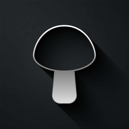 Silver Mushroom icon isolated on black background. Long shadow style. Vectorのイラスト素材