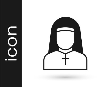 Black Nun icon isolated on white background. Sister of mercy. Vectorのイラスト素材