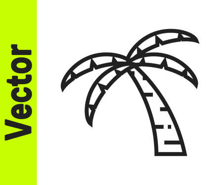 Black line Tropical palm tree icon isolated on white background. Coconut palm tree. Vectorのイラスト素材