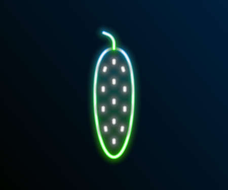 Glowing neon line Fresh cucumber icon isolated on black background. Colorful outline concept. Vectorのイラスト素材