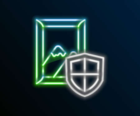 Glowing neon line Price tag with an inscription Sale icon isolated on black background. Badge for price. Promo tag discount. Colorful outline concept. Vectorのイラスト素材