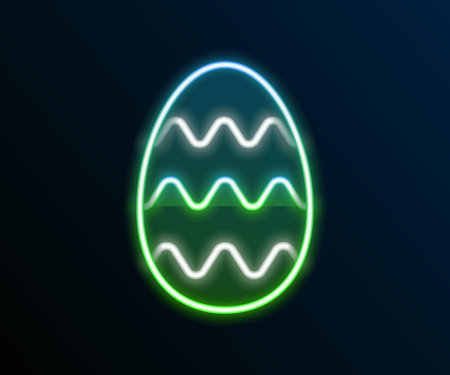 Glowing neon line Easter egg icon isolated on black background. Happy Easter. Colorful outline concept. Vectorのイラスト素材