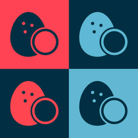Pop art Coconut icon isolated on color background. Vectorのイラスト素材