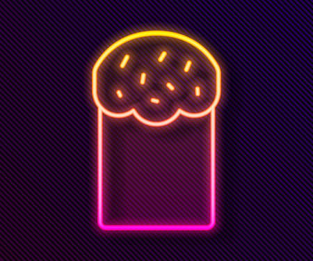 Glowing neon line Easter cake icon isolated on black background. Happy Easter. Vectorのイラスト素材