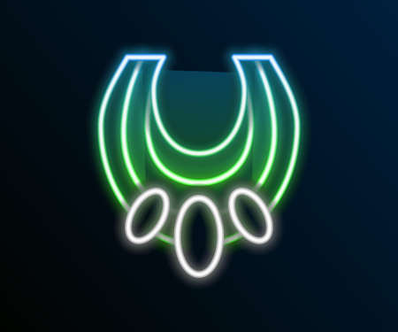 Glowing neon line Egyptian necklace icon isolated on black background. Colorful outline concept. Vectorのイラスト素材