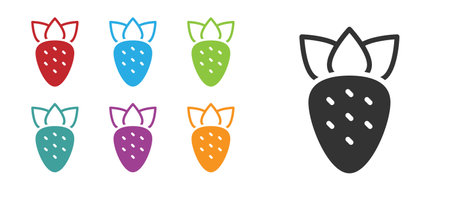 Black Strawberry icon isolated on white background. Set icons colorful. Vectorのイラスト素材