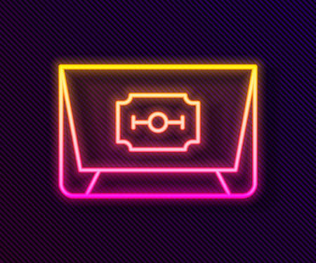 Glowing neon line Blade razor icon isolated on black background. Vectorのイラスト素材
