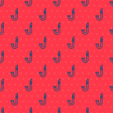 Blue line Snorkel icon isolated seamless pattern on red background. Diving underwater equipment. Vectorのイラスト素材