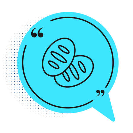 Black line Christian bread icon isolated on white background. Religion and Christianity. Blue speech bubble symbol. Vectorのイラスト素材