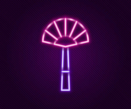 Glowing neon line Egyptian fan icon isolated on black background. Colorful outline concept. Vectorのイラスト素材