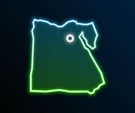 Glowing neon line Map of Egypt icon isolated on black background. Colorful outline concept. Vectorのイラスト素材