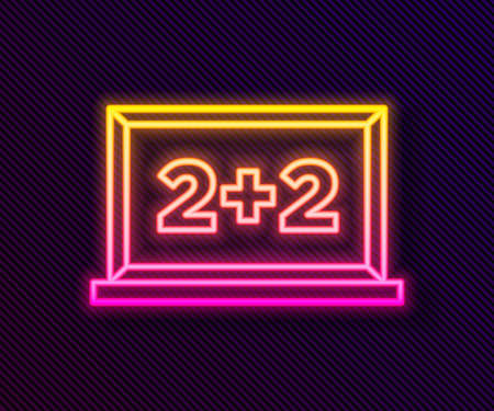 Glowing neon line Chalkboard icon isolated on black background. School Blackboard sign. Vectorのイラスト素材