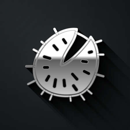 Silver Chestnut icon isolated on black background. Barbed and strong chestnut. Long shadow style. Vectorのイラスト素材
