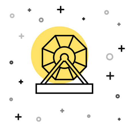Black line Lottery machine icon isolated on white background. Lotto bingo game of luck concept. Wheel drum leisure. Random dynamic shapes. Vectorのイラスト素材