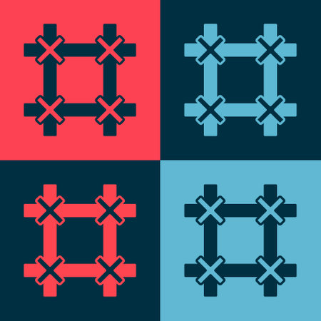 Pop art Prison window icon isolated on color background. Vectorのイラスト素材