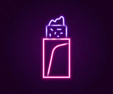 Glowing neon line Burrito icon isolated on black background. Traditional mexican fast food. Colorful outline concept. Vectorのイラスト素材