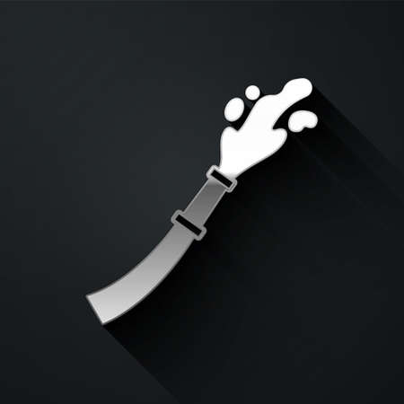 Silver Fire hose reel icon isolated on black background. Long shadow style. Vectorのイラスト素材