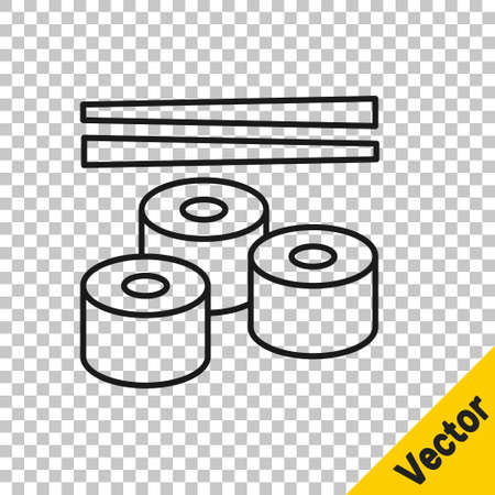 Black line Sushi icon isolated on transparent background. Traditional Japanese food. Vector.のイラスト素材