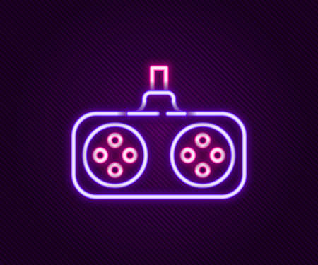 Glowing neon line Gamepad icon isolated on black background. Game controller. Colorful outline...