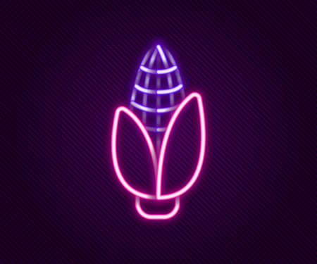 Glowing neon line Corn icon isolated on black background. Colorful outline concept. Vectorのイラスト素材