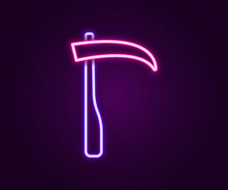 Glowing neon line Scythe icon isolated on black background. Happy Halloween party. Colorful outline concept. Vectorのイラスト素材