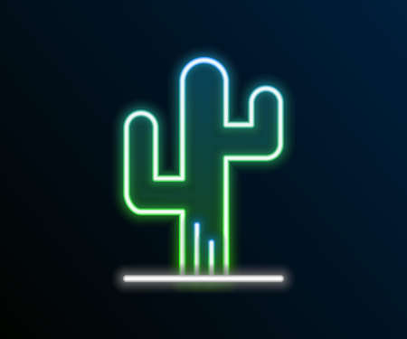 Glowing neon line Cactus icon isolated on black background. Colorful outline concept. Vectorのイラスト素材