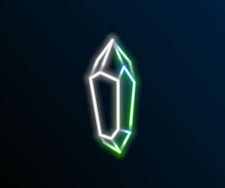 Glowing neon line Magic stone icon isolated on black background. Fantasy crystal. Jewelry gem for game. Colorful outline concept. Vectorのイラスト素材