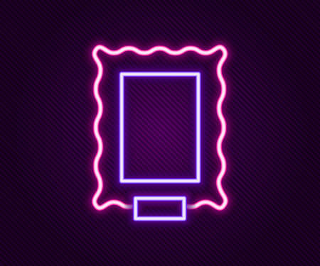 Glowing neon line Picture icon isolated on black background. Colorful outline concept. Vectorのイラスト素材