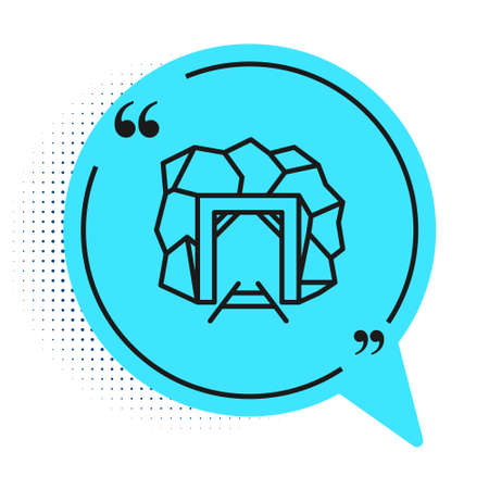 Black line Mine entrance icon isolated on white background. Blue speech bubble symbol. Vectorのイラスト素材