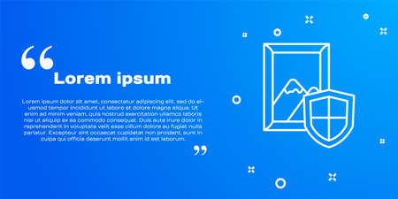 White line Auction painting icon isolated on blue background. Auction bidding. Sale and buyers. Vectorのイラスト素材