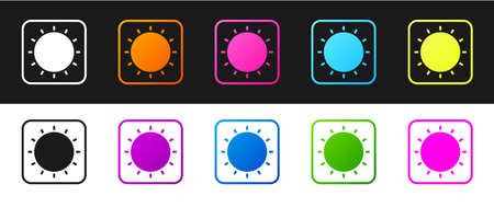 Set Sun icon isolated on black and white background. Vectorのイラスト素材