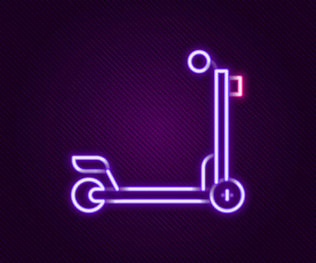 Glowing neon line Scooter icon isolated on black background. Colorful outline concept. Vectorのイラスト素材