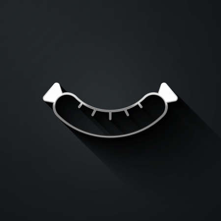 Silver Sausage icon isolated on black background. Grilled sausage and aroma sign. Long shadow style. Vectorのイラスト素材