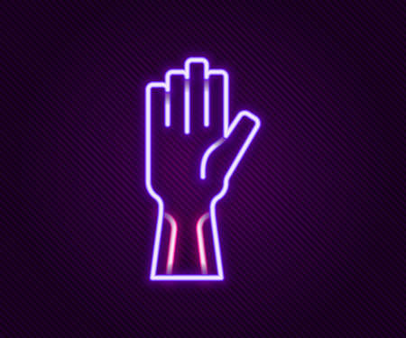 Glowing neon line Protective gloves icon isolated on black background. Colorful outline concept. Vectorのイラスト素材
