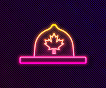 Glowing neon line Canadian ranger hat uniform icon isolated on black background. Vectorのイラスト素材
