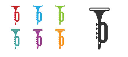 Black Trumpet icon isolated on white background. Musical instrument. Set icons colorful. Vectorのイラスト素材