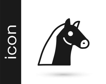 Black Horse icon isolated on white background. Animal symbol. Vectorのイラスト素材