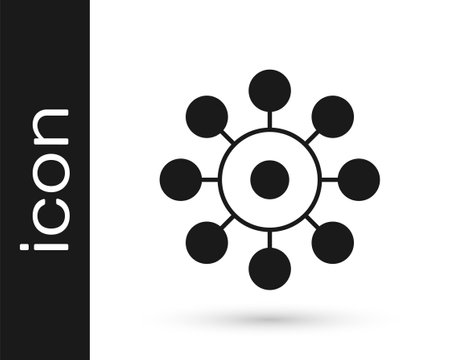 Black Virus icon isolated on white background. Corona virus 2019-nCoV. Bacteria and germs, cell cancer, microbe, fungi. Vectorのイラスト素材