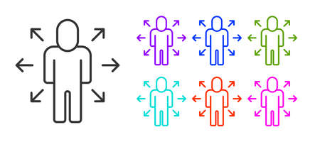 Black line Multitasking manager working icon isolated on white background. Set icons colorful. Vectorのイラスト素材