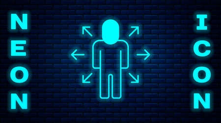 Glowing neon Multitasking manager working icon isolated on brick wall background. Vectorのイラスト素材