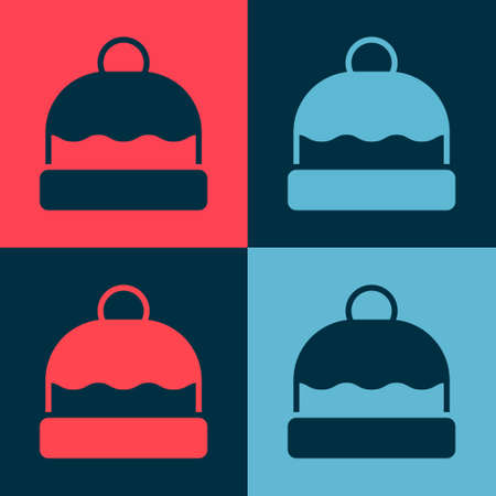 Pop art Beanie hat icon isolated on color background. Vectorのイラスト素材