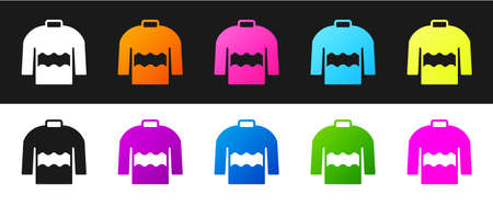 Set Sweater icon isolated on black and white background. Pullover icon. Vectorのイラスト素材
