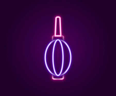Glowing neon line Dust blower icon isolated on black background. Air duster. Lens cleaner. Camera sensor cleaning. Colorful outline concept. Vectorのイラスト素材