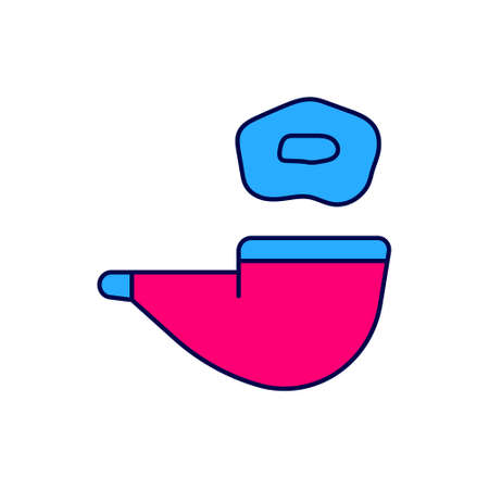 Filled outline Smoking pipe with smoke icon isolated on white background. Tobacco pipe. Vectorのイラスト素材