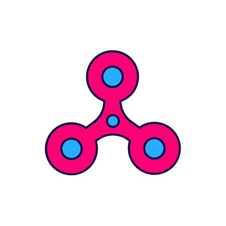 Filled outline Fidget spinner icon isolated on white background. Stress relieving toy. Trendy hand spinner. Vectorのイラスト素材