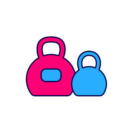 Filled outline Kettlebell icon isolated on white background. Sport equipment. Vectorのイラスト素材