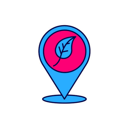 Filled outline Location with leaf icon isolated on white background. Eco energy concept. Alternative energy concept. Vectorのイラスト素材